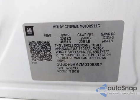 2021 Cadillac Ct4 Premium Luxury из США, поврежденный, VIN 1G6DF5RK7M0106892